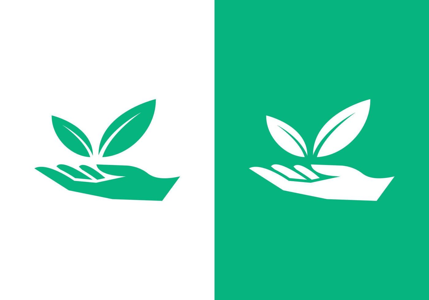 diseño de logotipo de mano y hoja vector