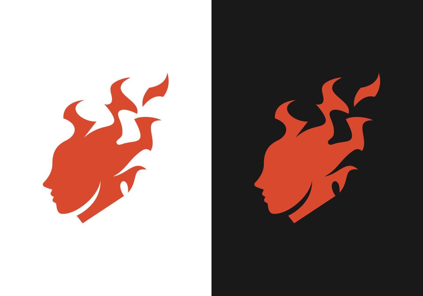 fire woman logo design vector