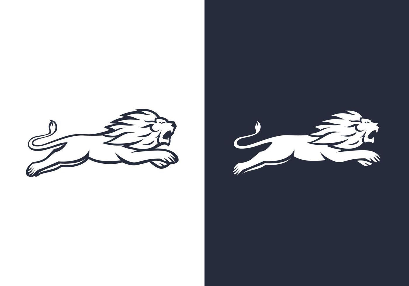lion jump logo design vector