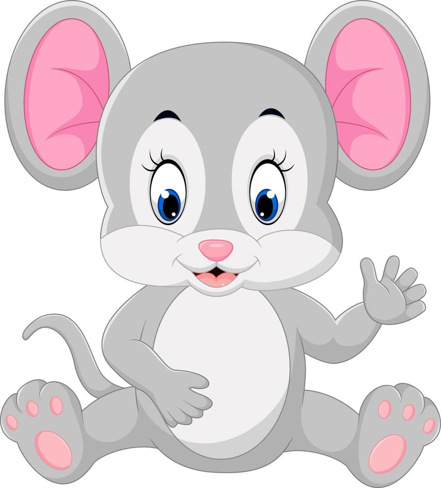 Cute mouse cartoon waving vector