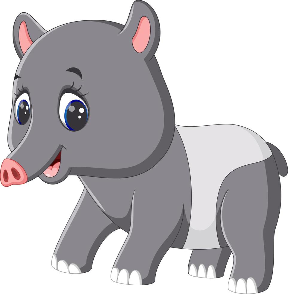 ilustración de dibujos animados lindo tapir vector