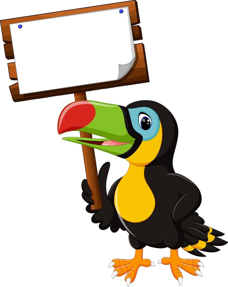 Cartoon happy bird toucan vector