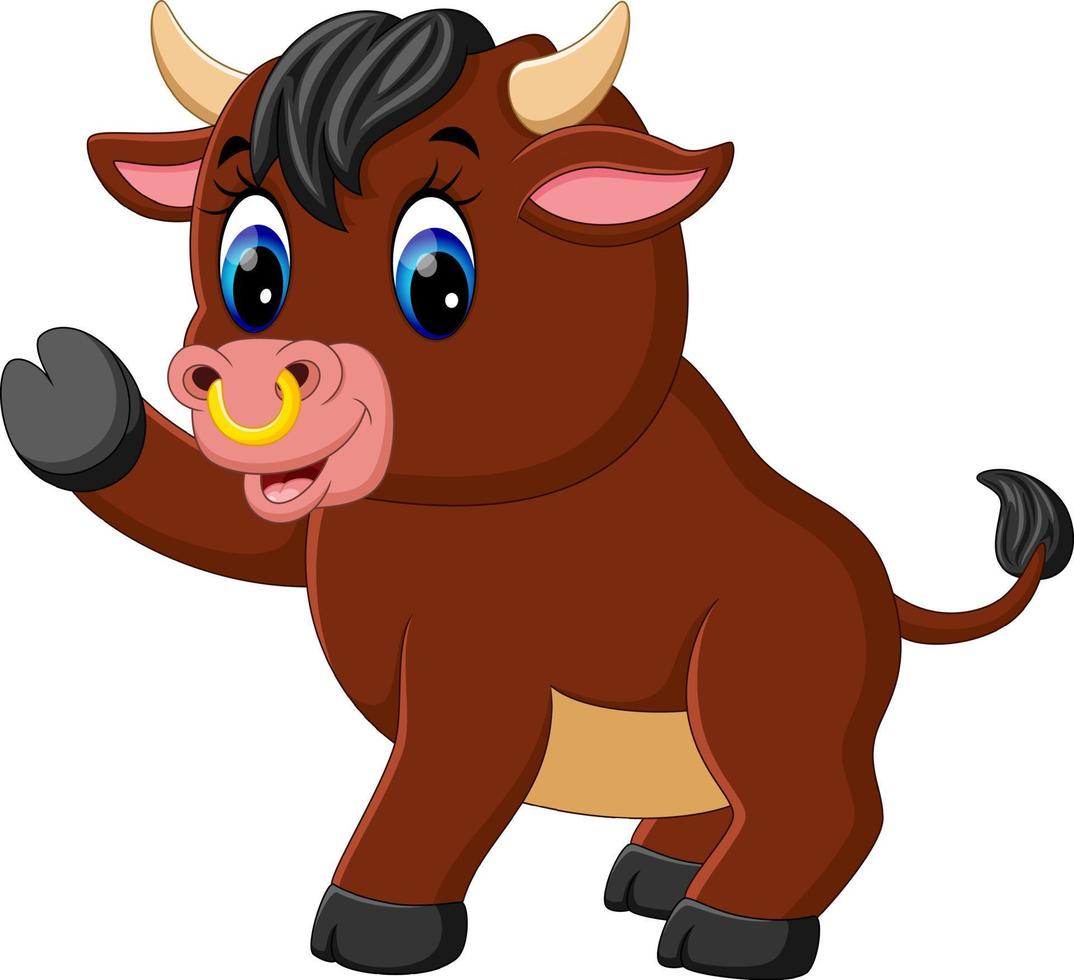 illustration of cute baby bull cartoon vector