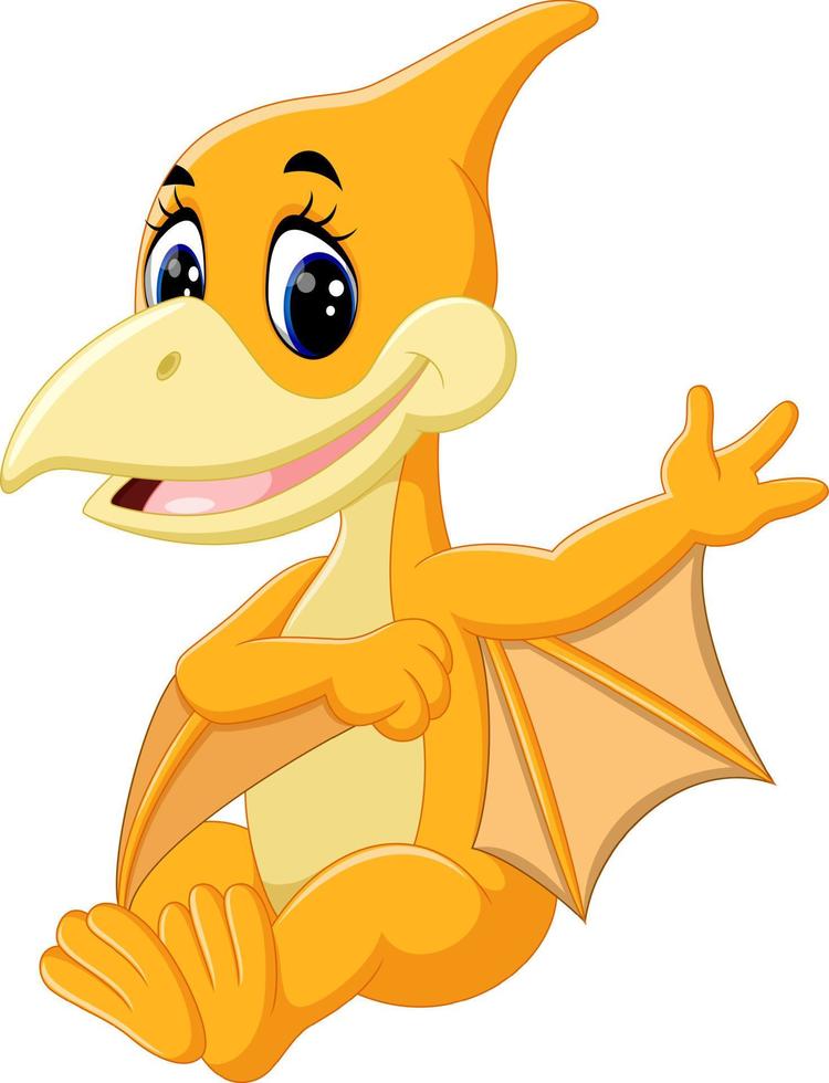 Cute pterodactyl cartoon vector