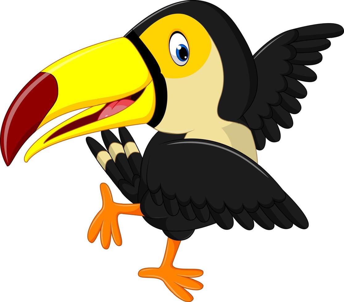 tucán pájaro feliz de dibujos animados vector