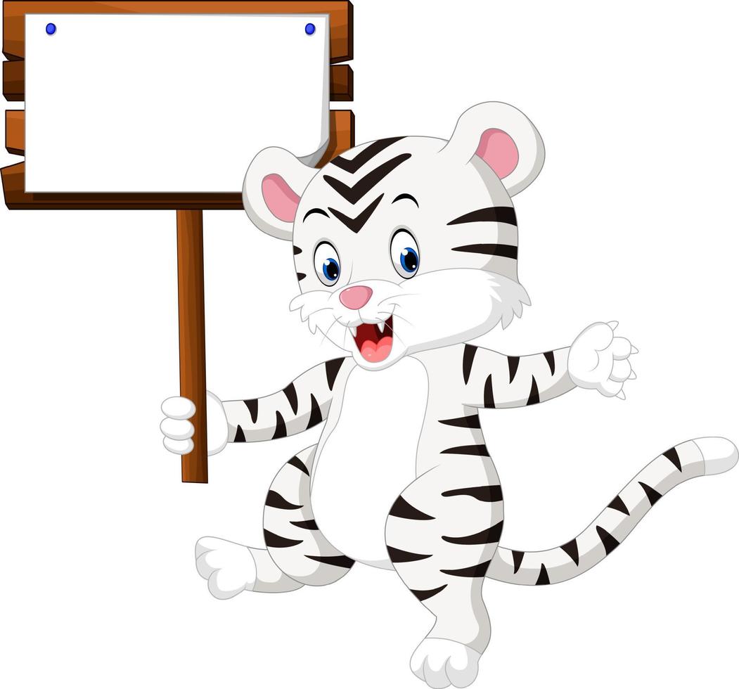 dibujos animados lindo tigre blanco vector