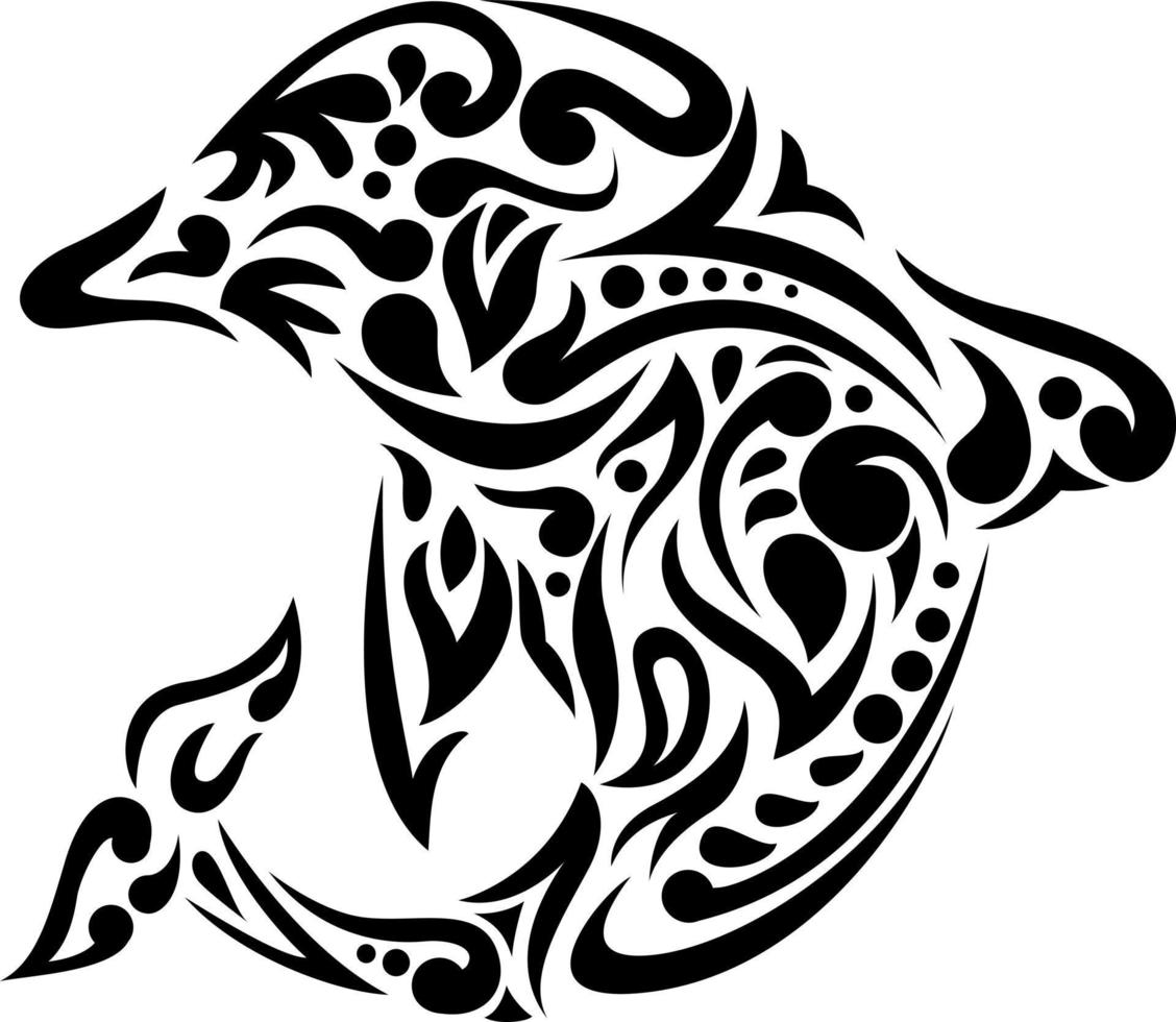 illustration of dolphin tattoo art vector