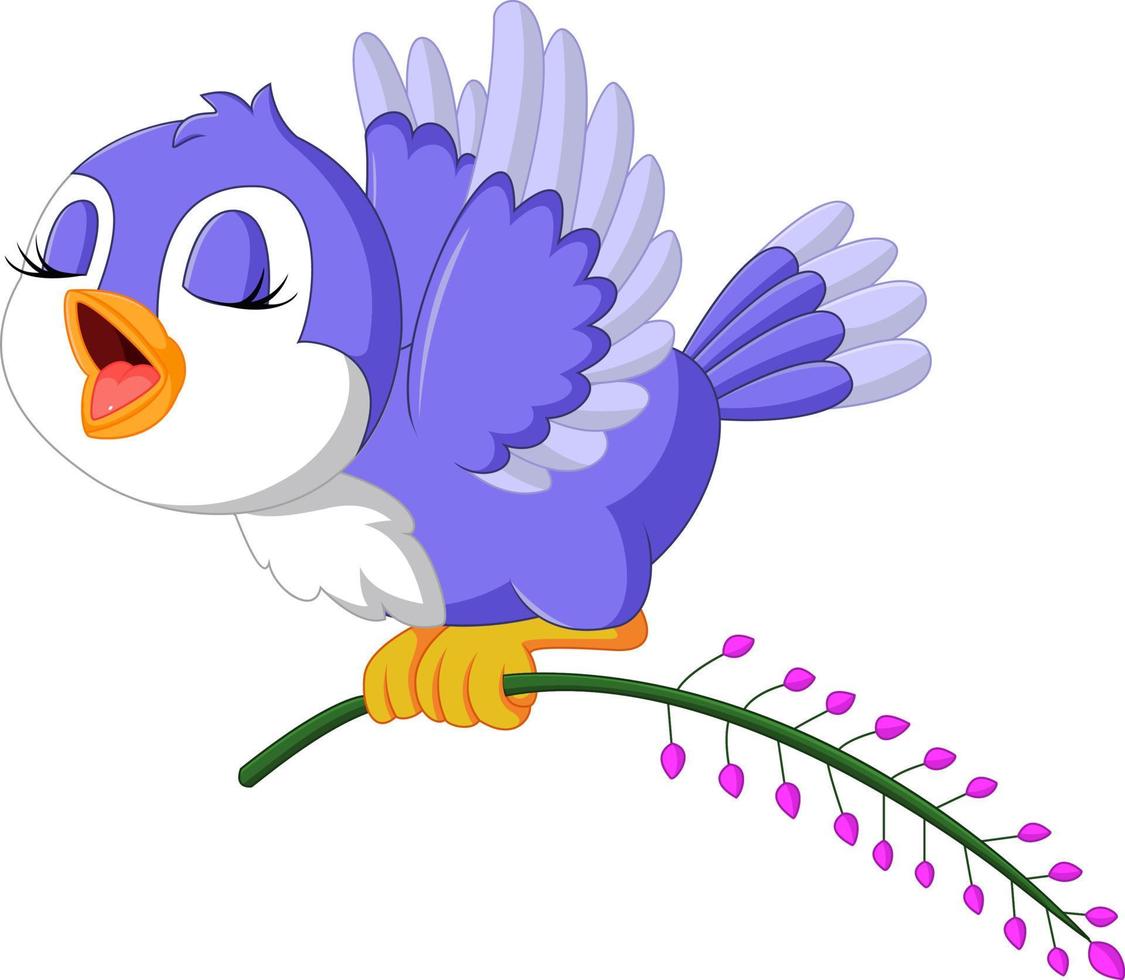 Cute bird singing vector