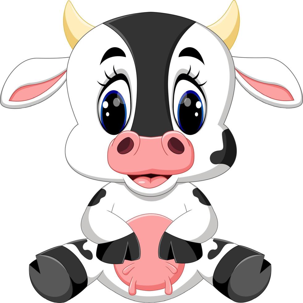 Cute baby cow cartoon vector