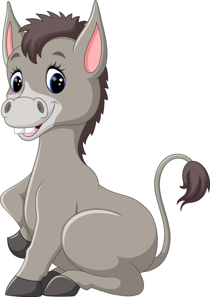 Cute baby donkey cartoon vector