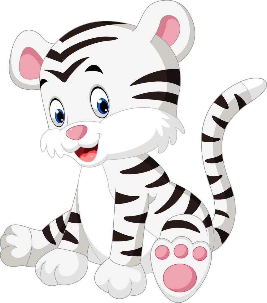 illustration of cute baby white tiger vector