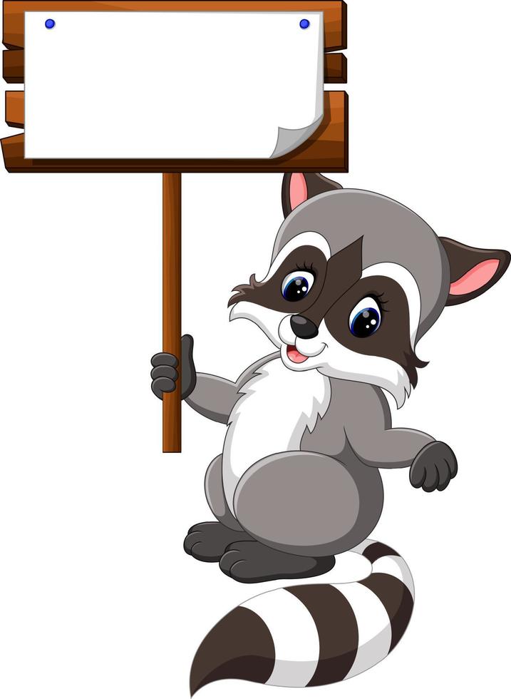 Cute raccoon cartoon vector
