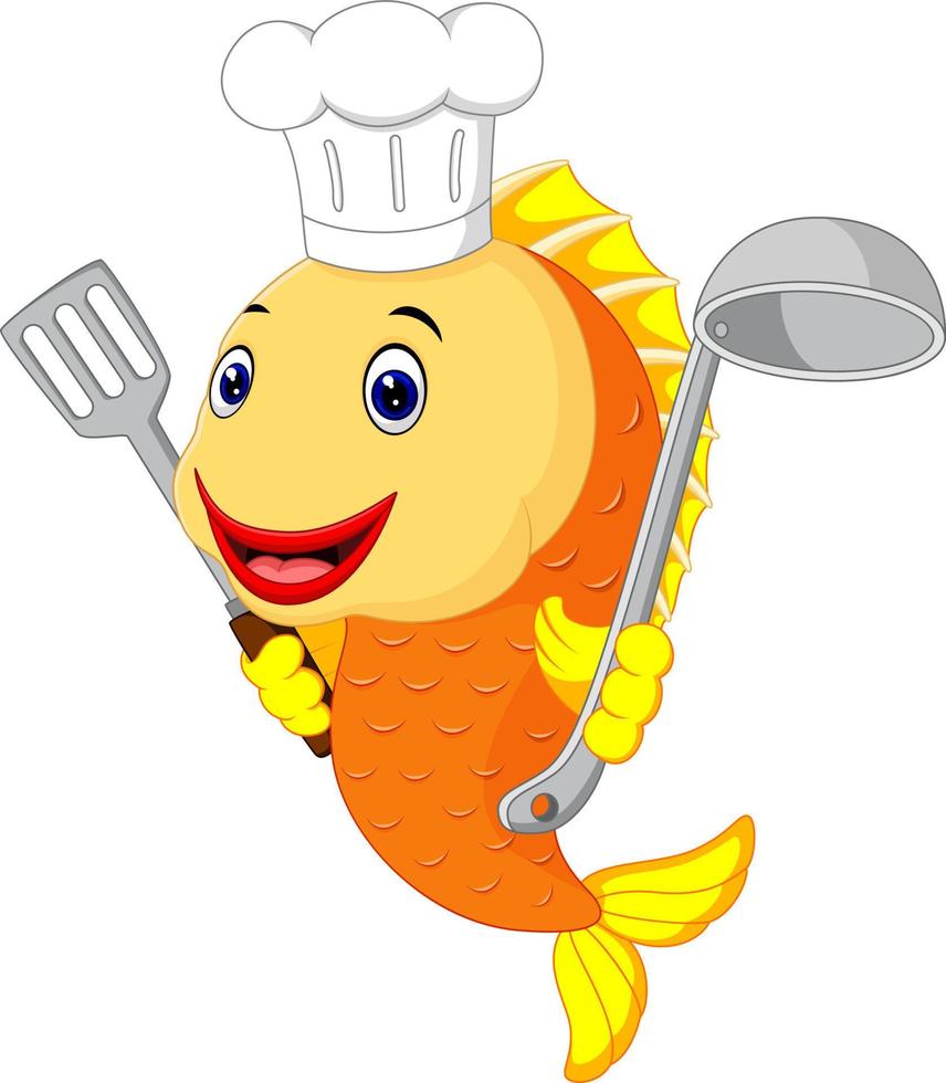 Cartoon chef fish holding a tray 5332355 Vector Art at Vecteezy