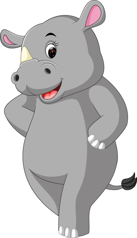 dibujos animados lindo rinoceronte vector