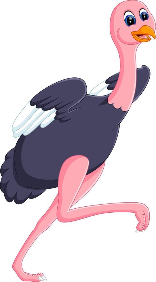 ilustración de dibujos animados divertidos de avestruz vector