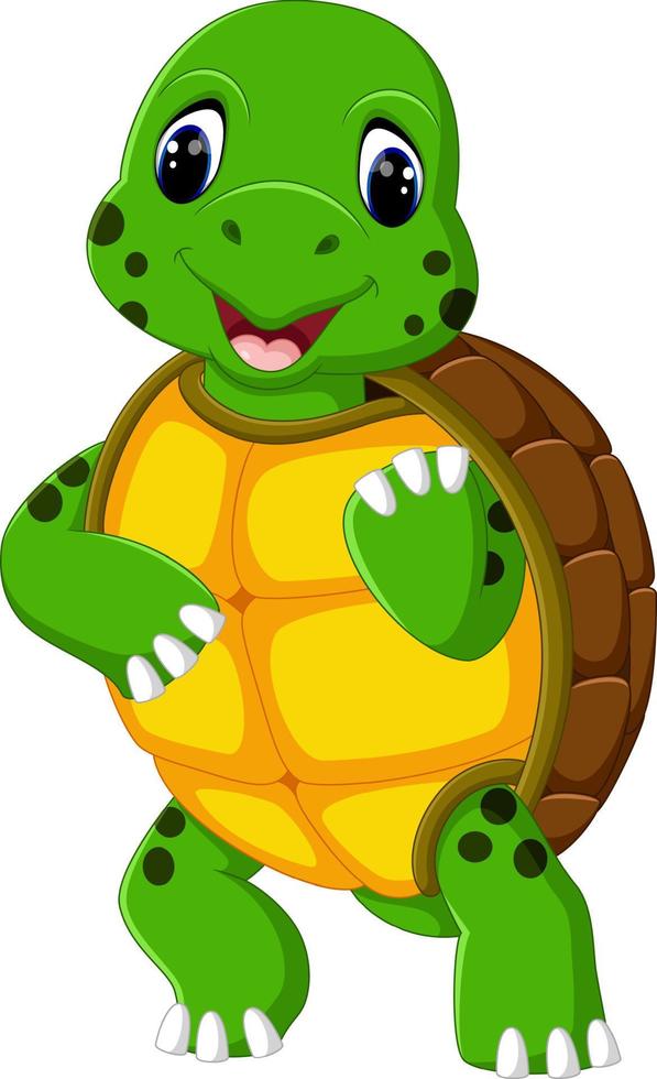 linda tortuga de dibujos animados vector