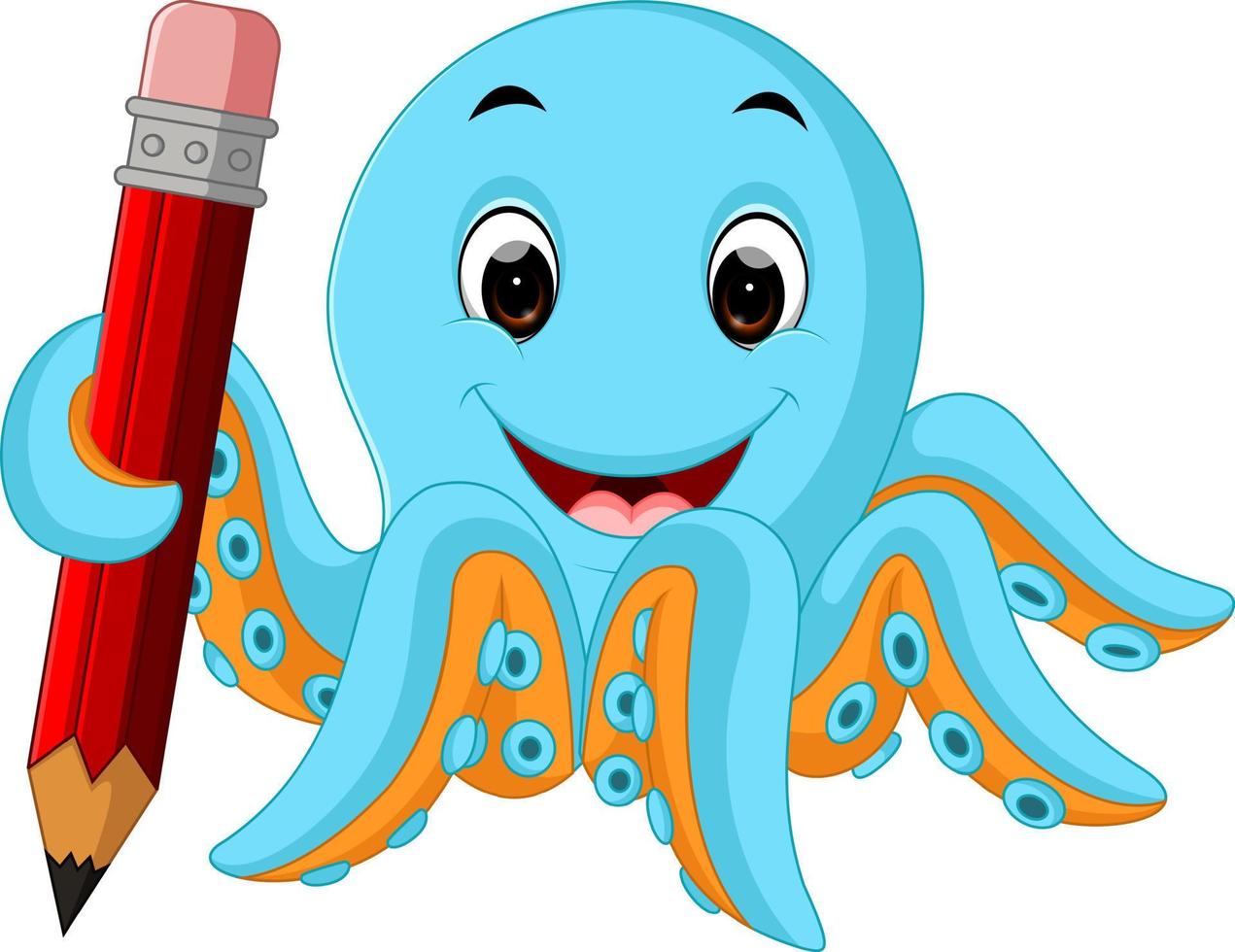 Cartoon octopus holding pencil vector