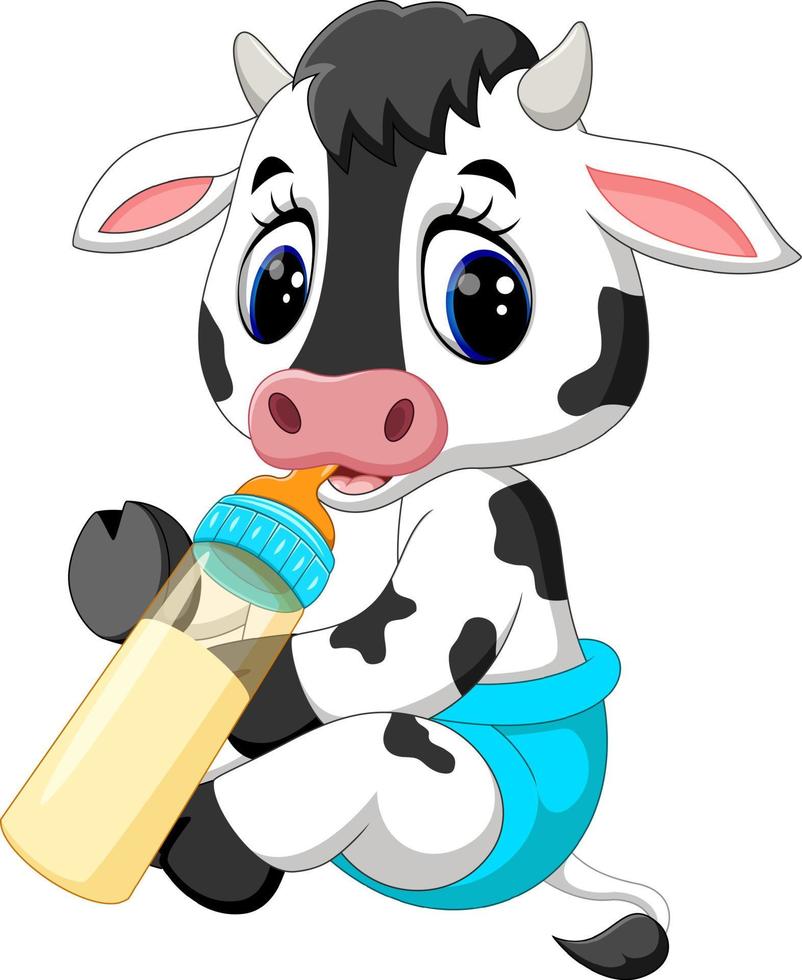 Cute baby cow cartoon vector