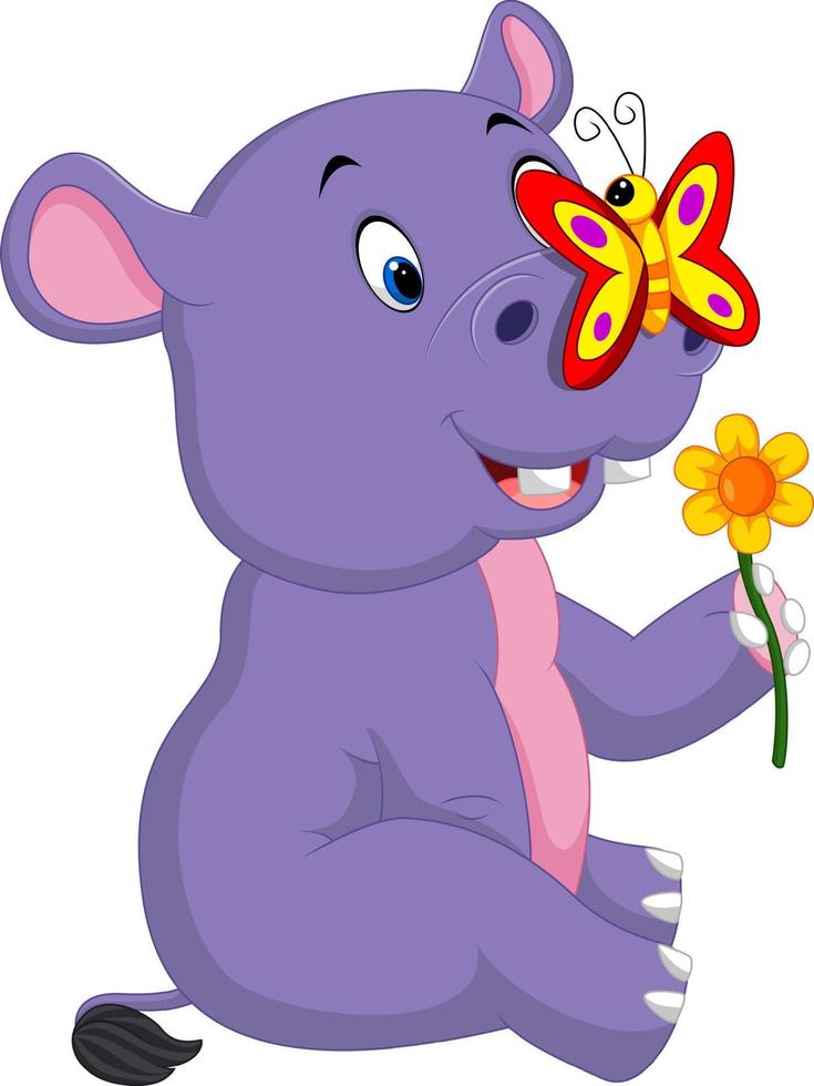 Cartoon cute baby hippo vector