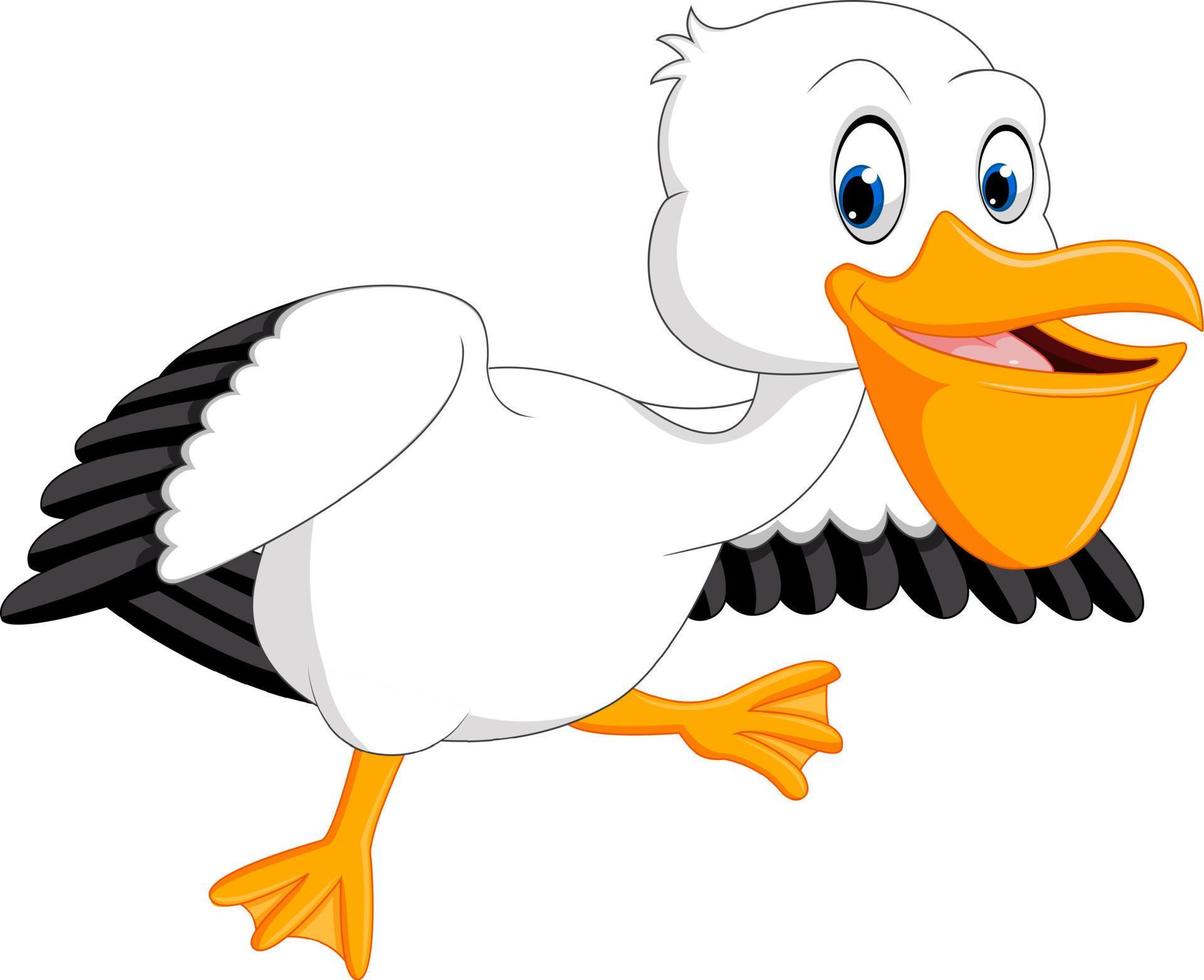 Cute pelican cartoon vector