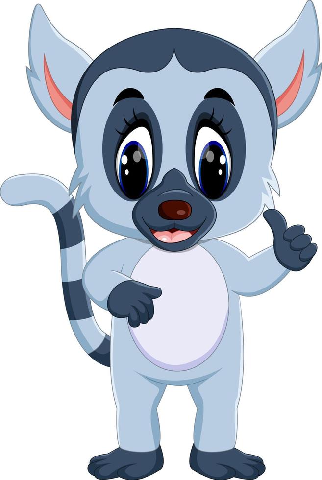 Cute lemur cartoon waving hand vector