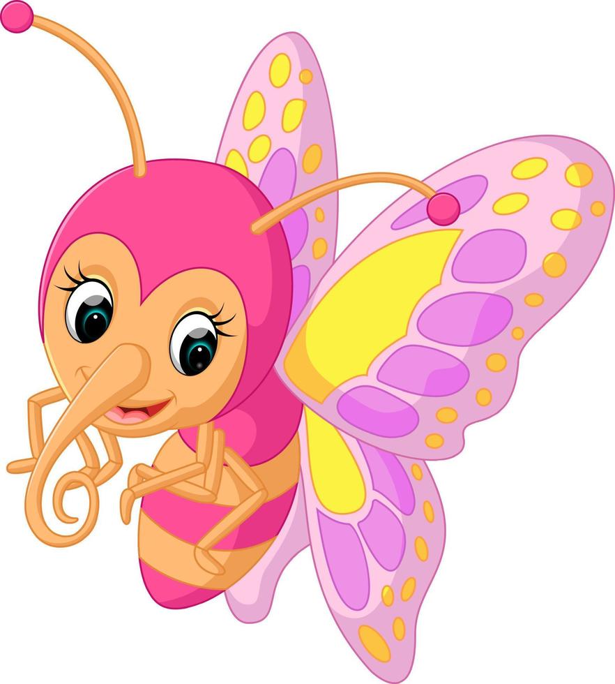 linda caricatura de mariposa vector