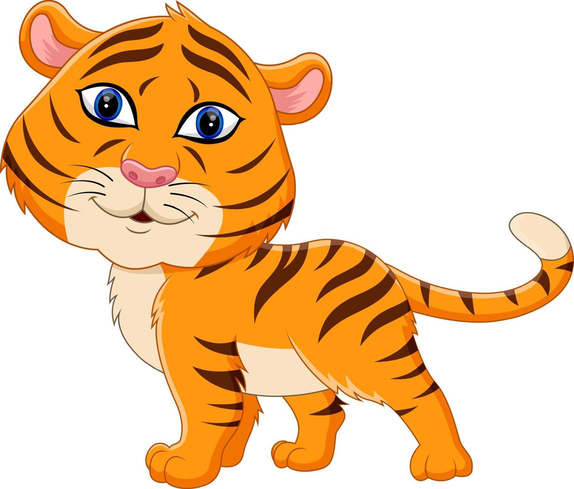 illustration of cute baby tiger cartoon vector