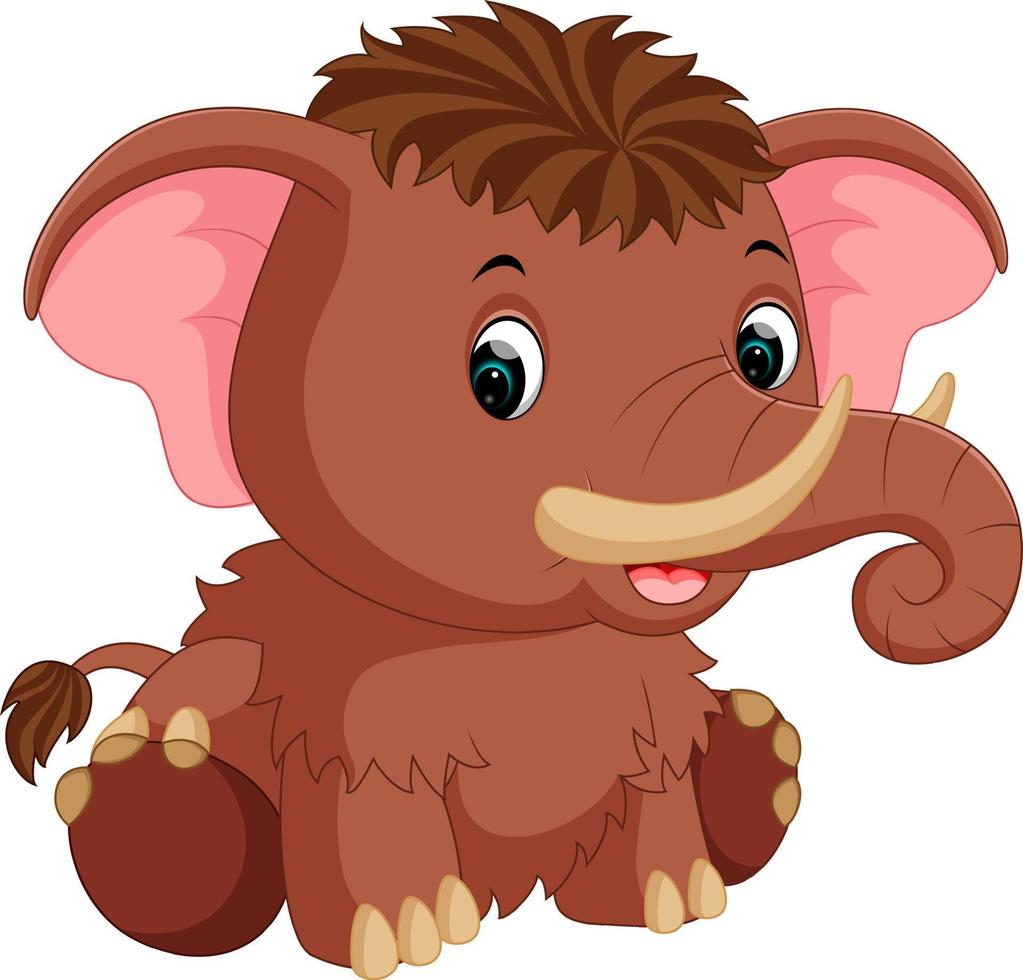 cute mammoth cartoon vector