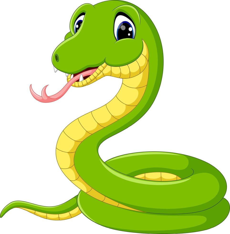 ilustración de dibujos animados lindo serpiente verde 7916541 Vector en  Vecteezy