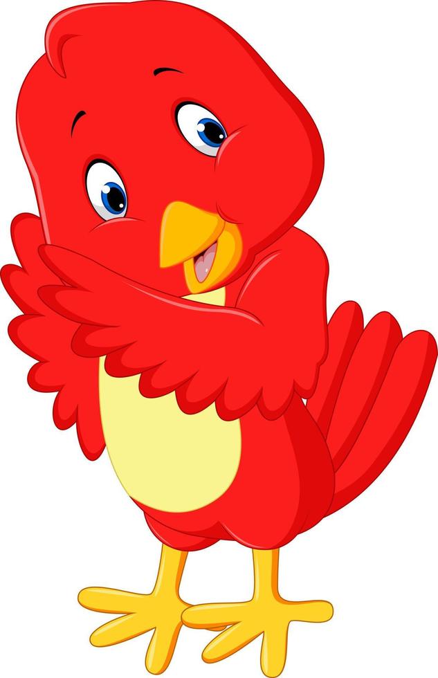 Cute red bird cartoon vector