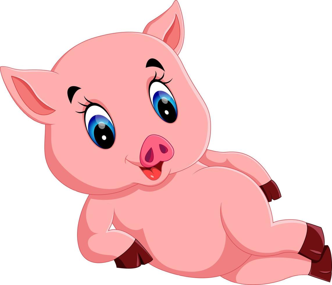 ilustración de dibujos animados lindo bebé cerdo vector