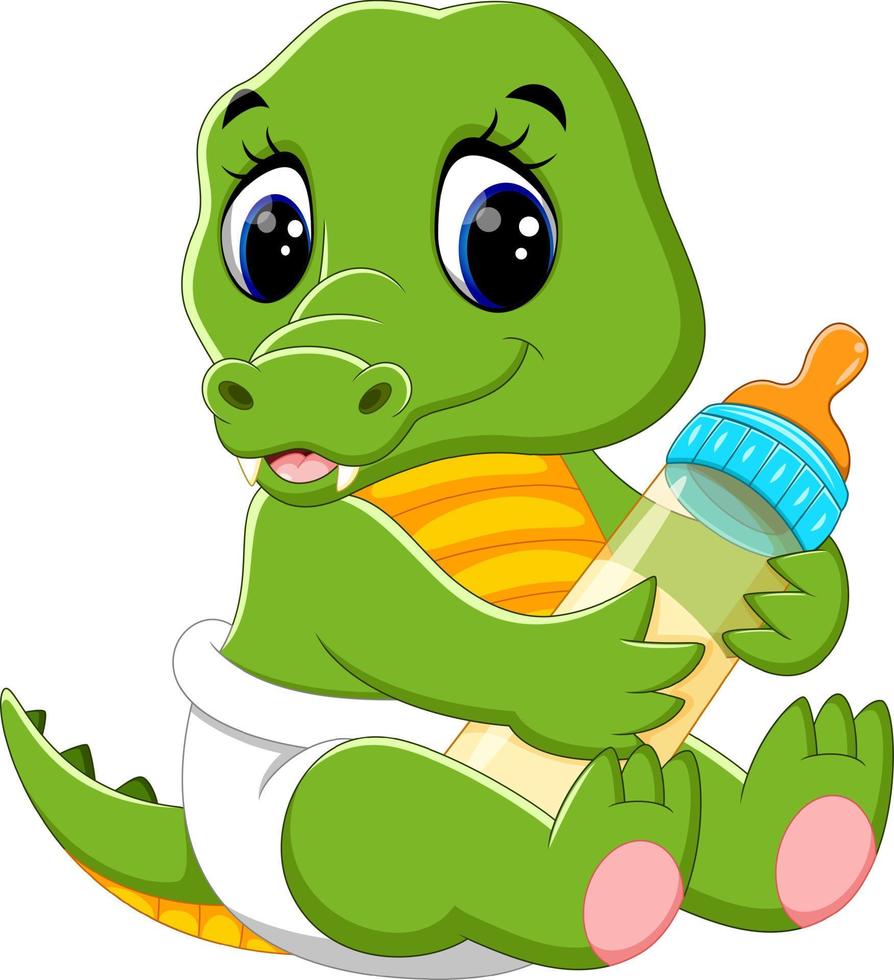 illustration of cute baby crocodile cartoon vector