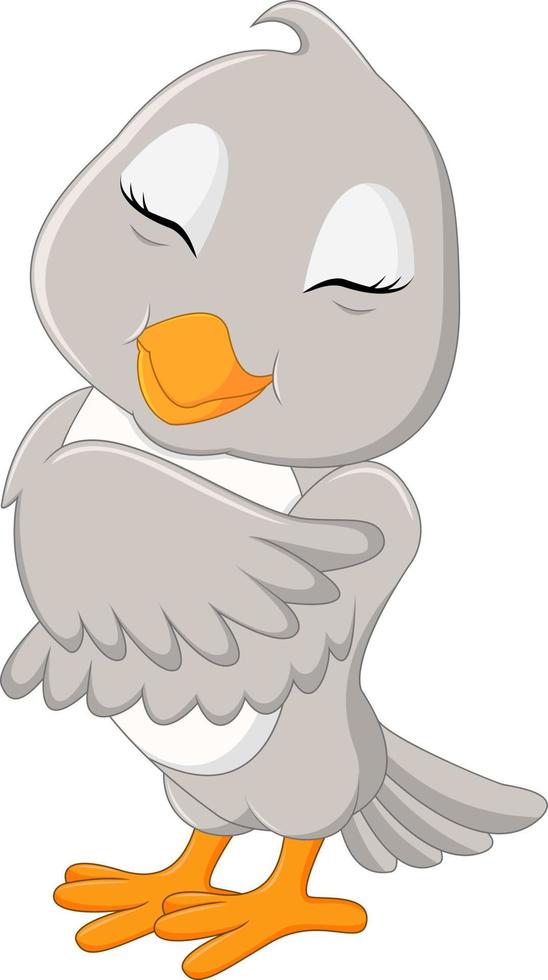 Cute gray bird cartoon vector