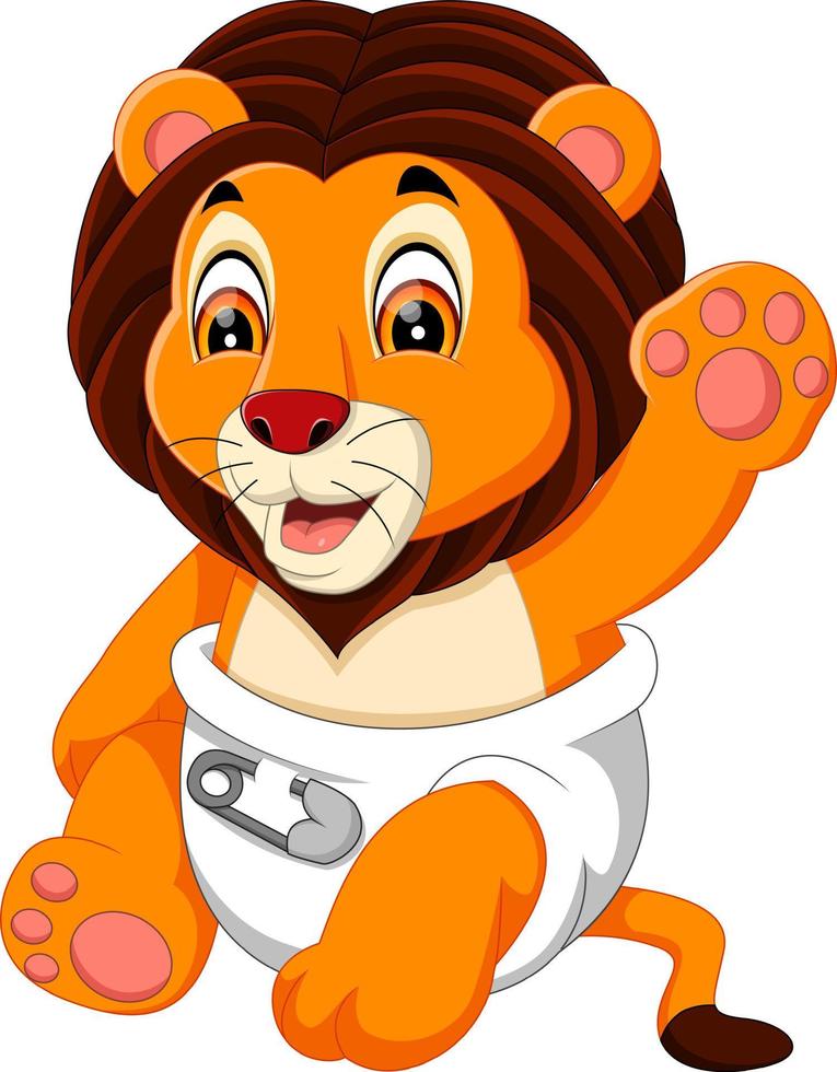 illustration of cute baby lion cartoon vector