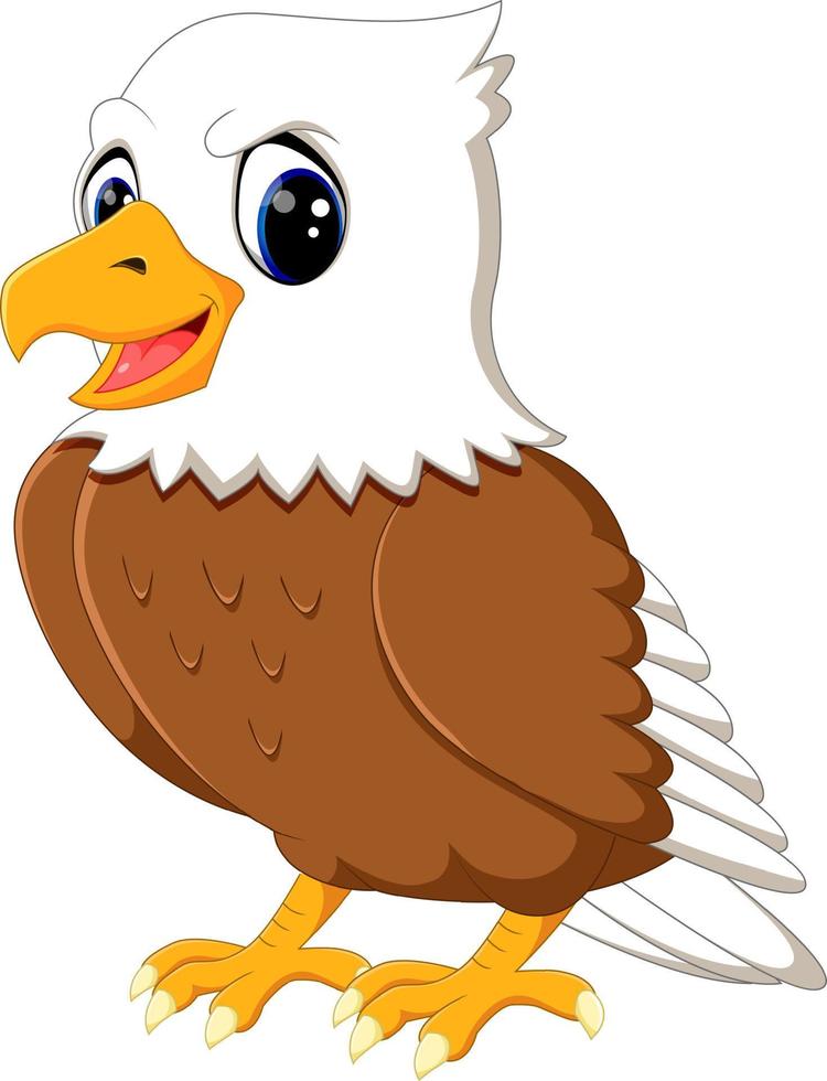 Cute eagle cartoon waving vector