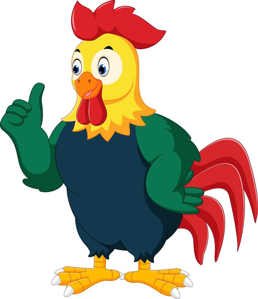 Rooster cartoon giving thumb up vector