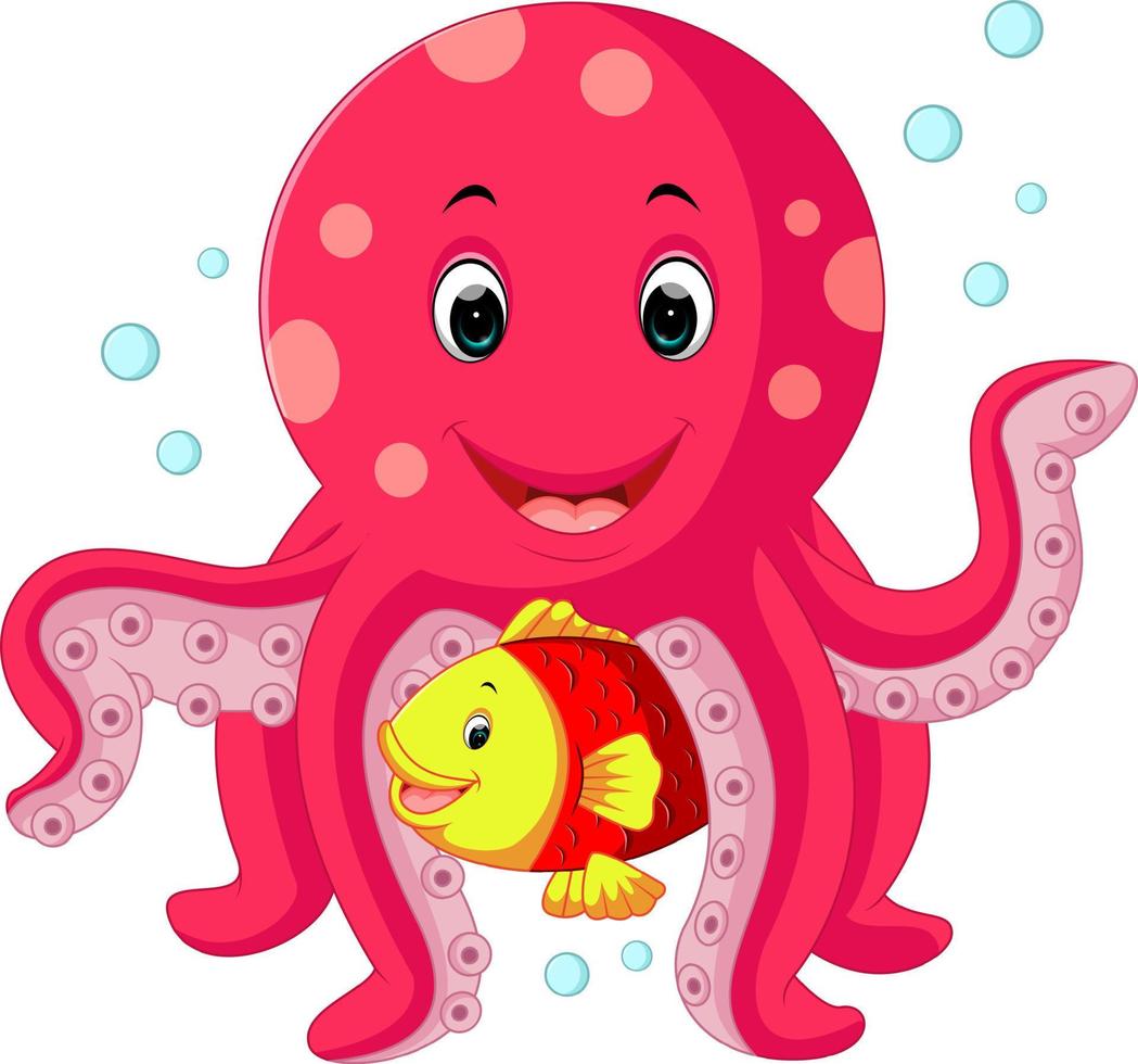 Cute octopus cartoon vector