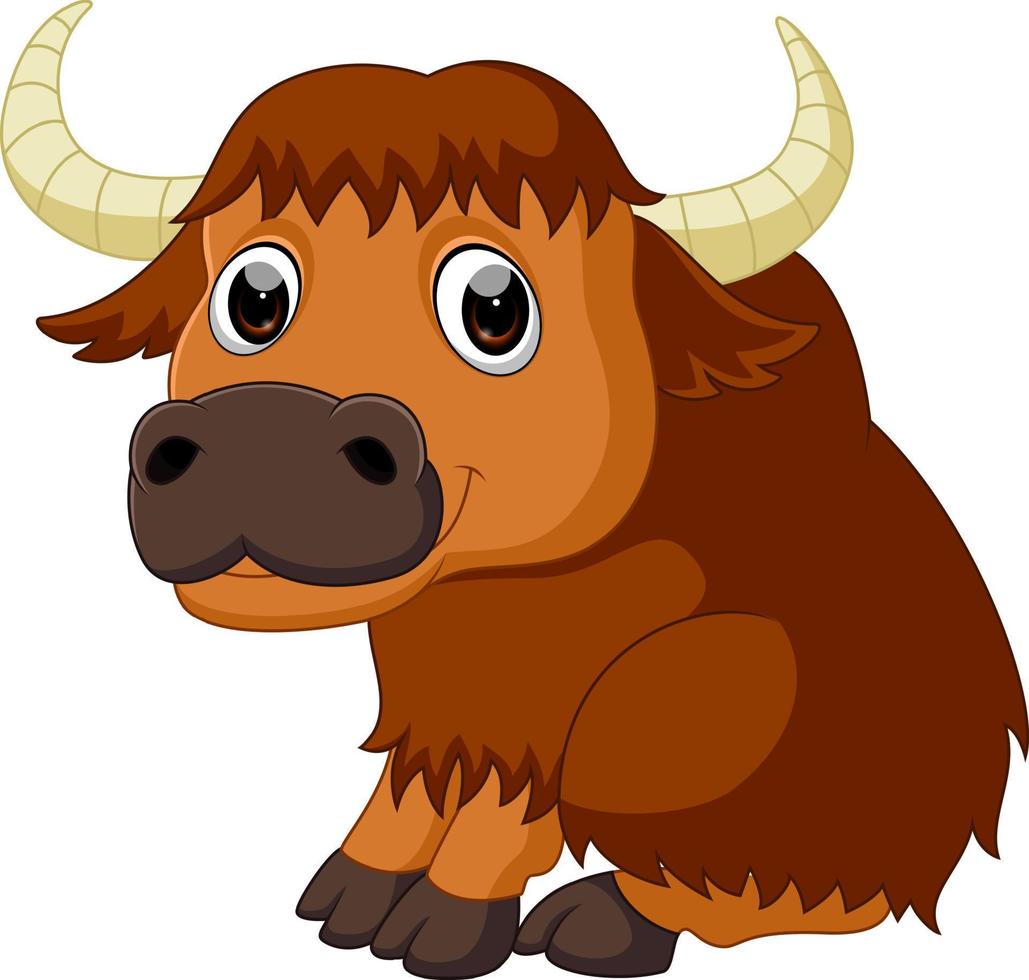 Cute bison cartoon vector