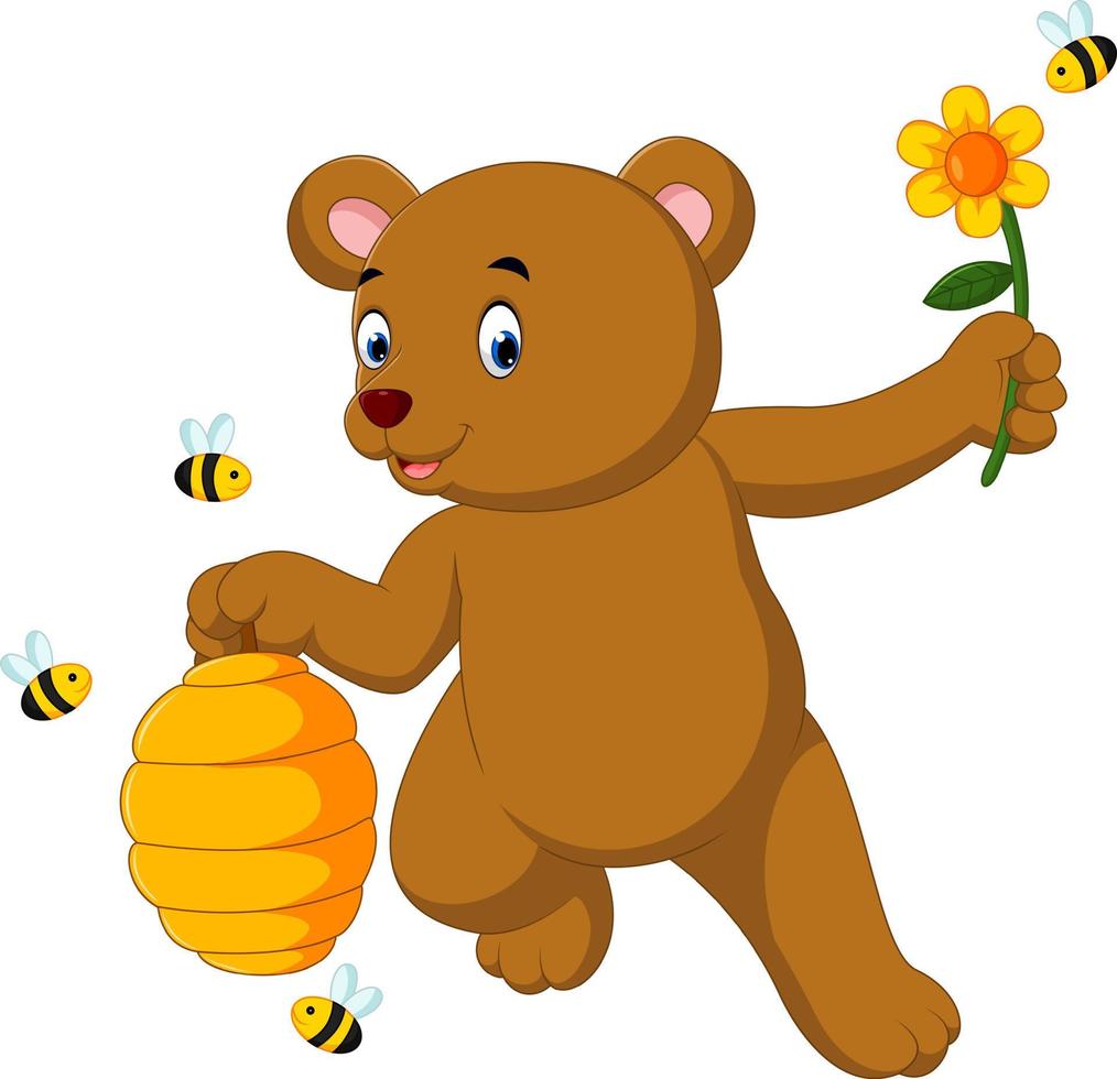 Cute bear cartoon vector