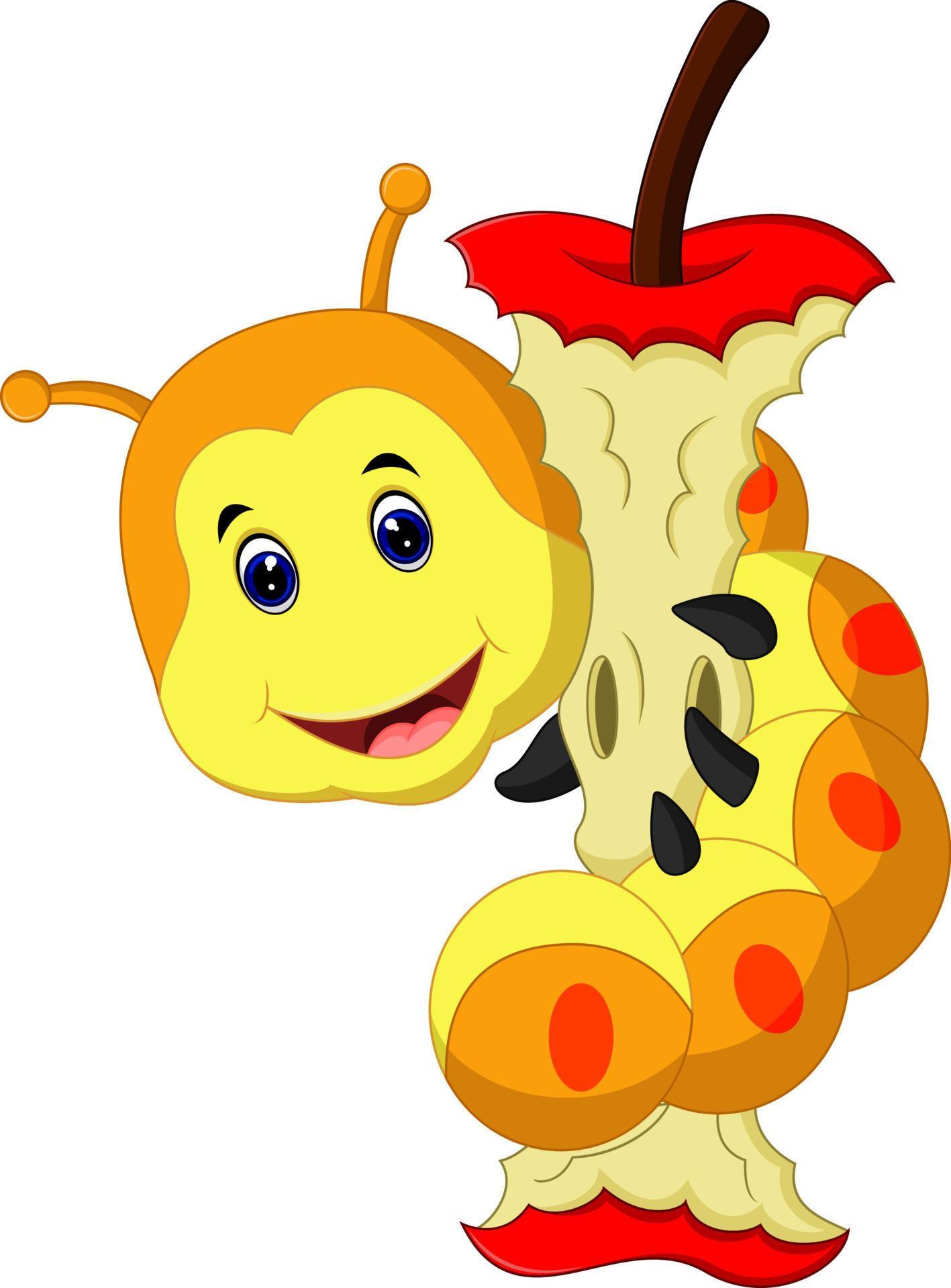 caterpillar eating apple cartoon 7916799 Vector Art at Vecteezy