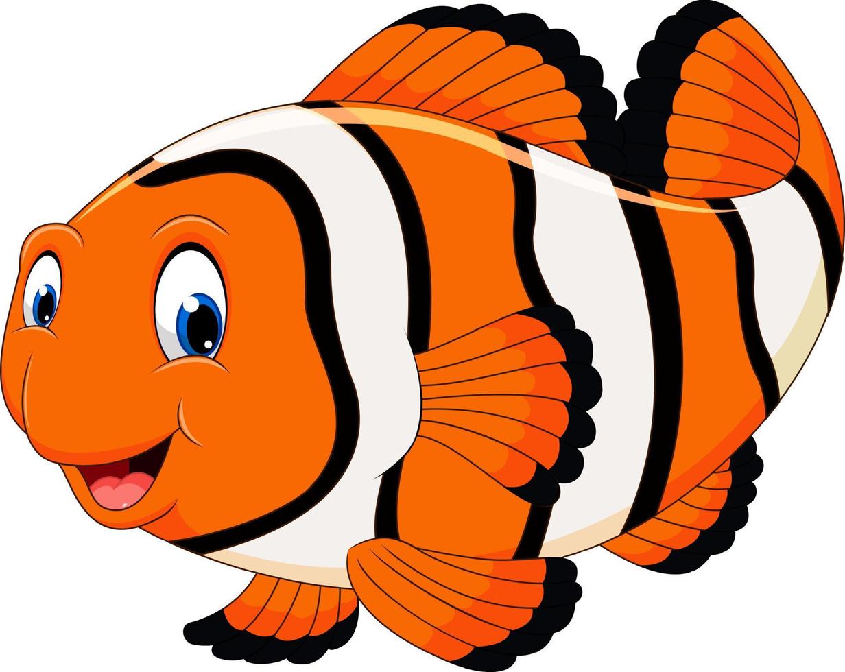 Cute clown fish cartoon vector