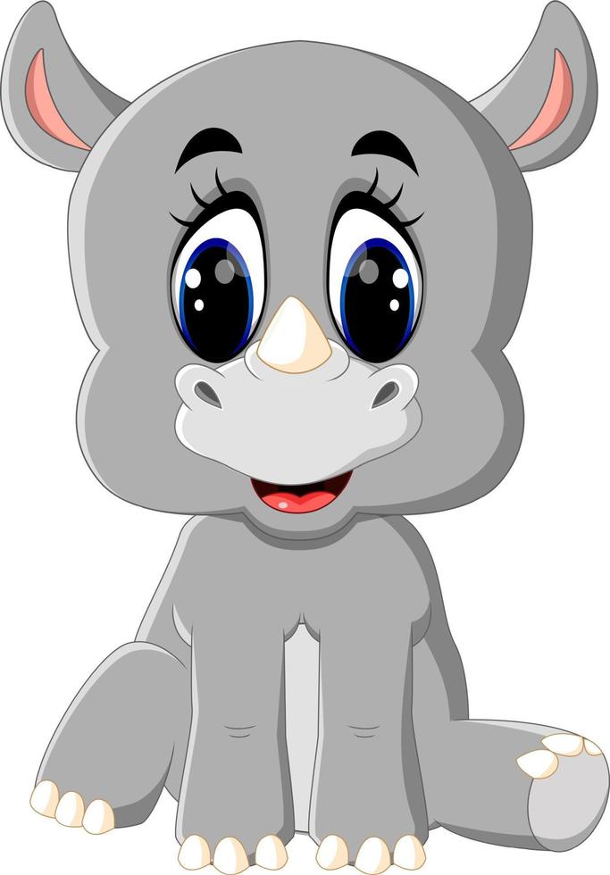 Cartoon cute rhino sitting vector