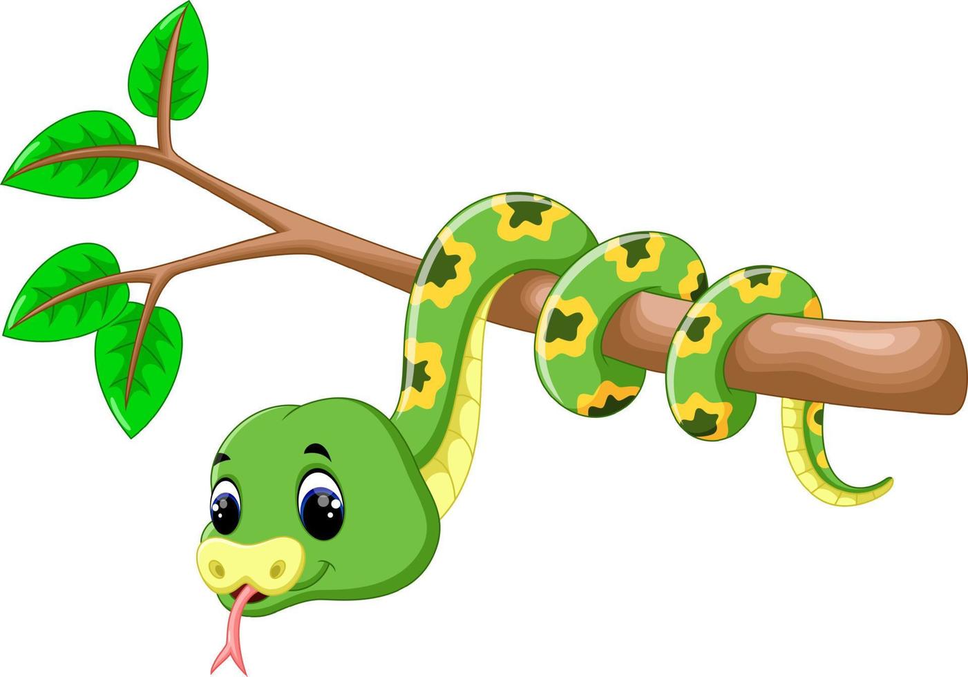 Cute green snake cartoon vector