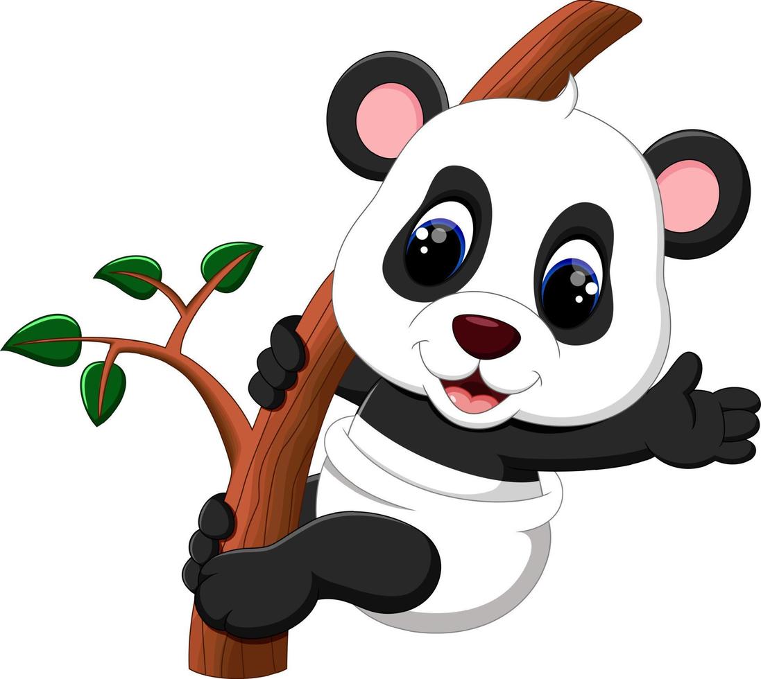 illustration of cute baby panda cartoon vector