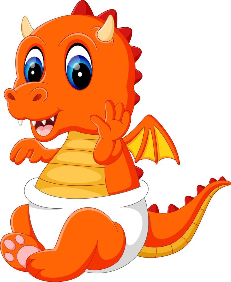 Cute baby dragon cartoon vector