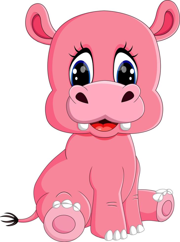 Cartoon happy hippo sitting vector