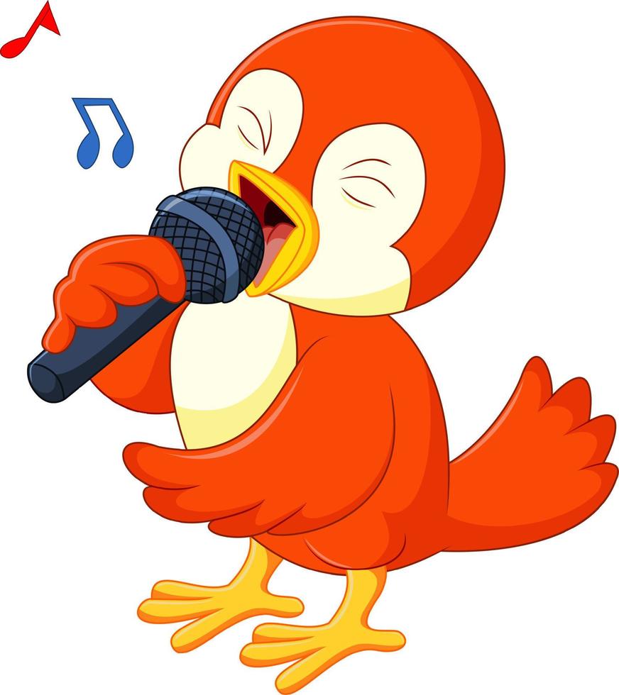 lindo pájaro naranja cantando vector