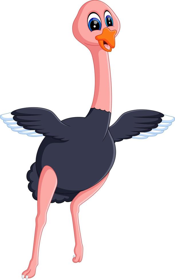 ilustración de dibujos animados divertidos de avestruz vector