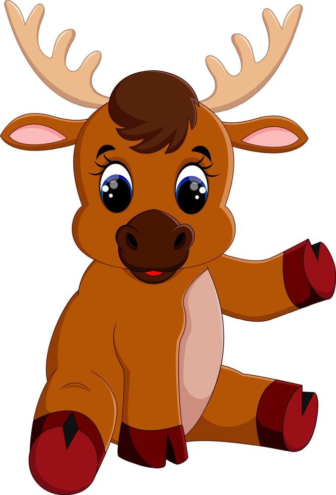 Cute baby moose sitting vector