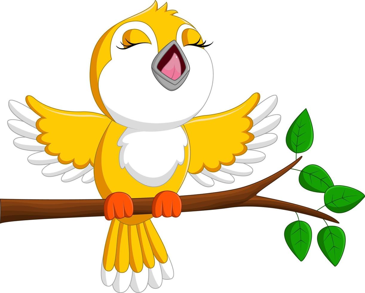 Cute bird singing vector